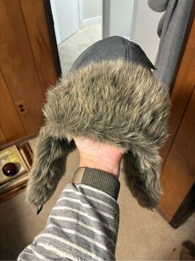 Eddie Bauer Superior Down Trapper Hat with Faux Fur Trim